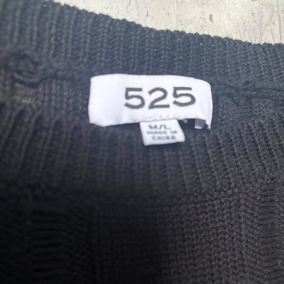 525 America Cropped Knit Oversized Crewneck Sweater Black Size M/L - Picture 2 of 8